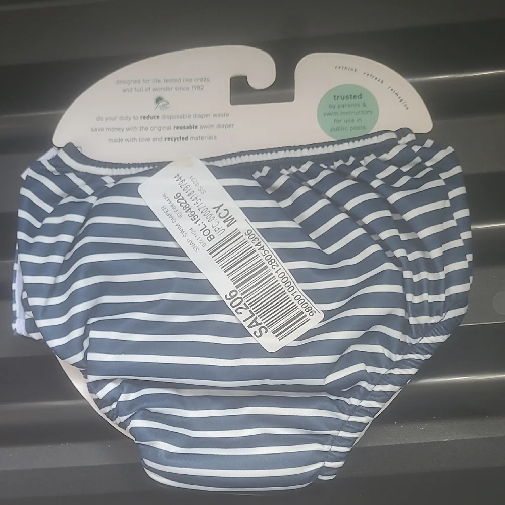 Green Sprouts Eco Snap Swim Diaper - Blue and White Stripes
